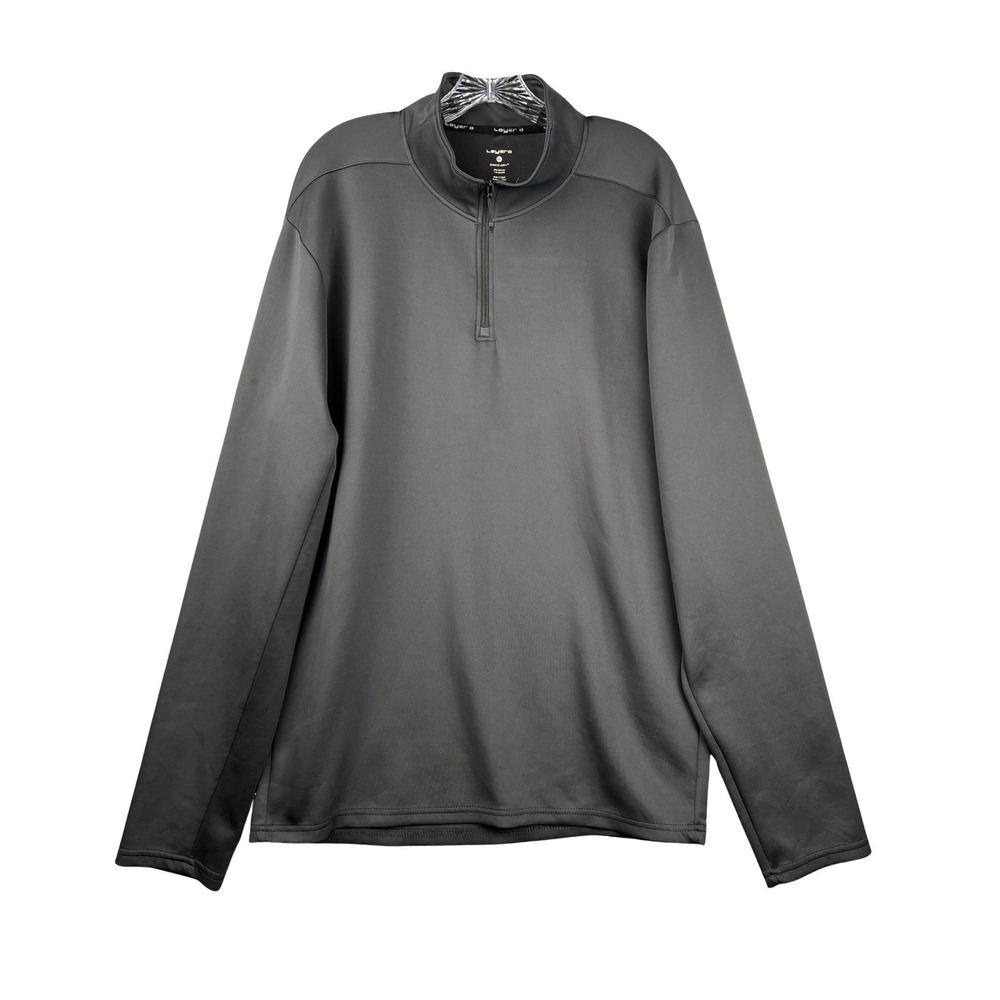 Mens XL Gray Quarter Zip Pullover Long Sleeve Quick-Dry Athletic Top